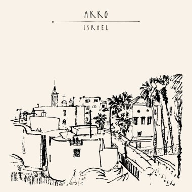 turist kartpostal Akko Manastırı ile