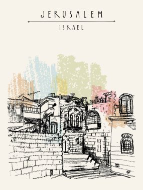turist kartpostal ile eski şehir Jerusalem