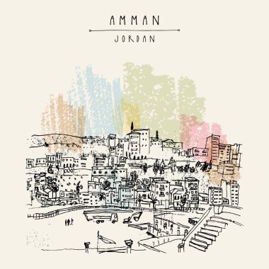 turist kartpostal başkenti Amman şehir ile