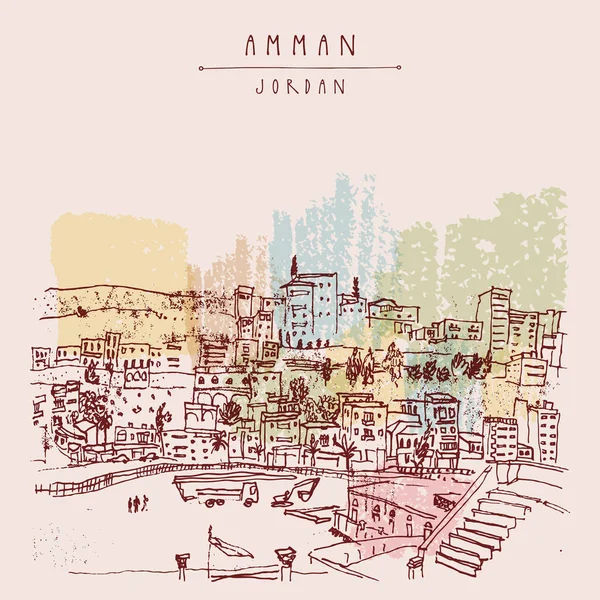 Туристическая открытка со столицей Амман — стоковый вектор