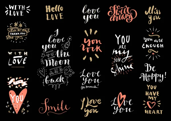 Logos vintage amour dessinés à la main — Image vectorielle