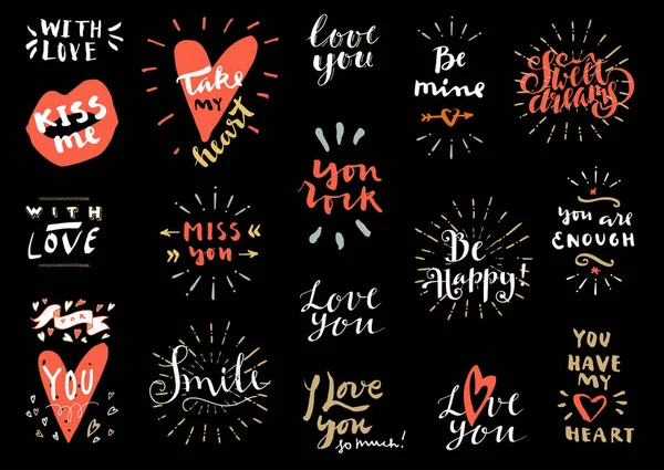 Love vintage hand drawn logos — Stock Vector