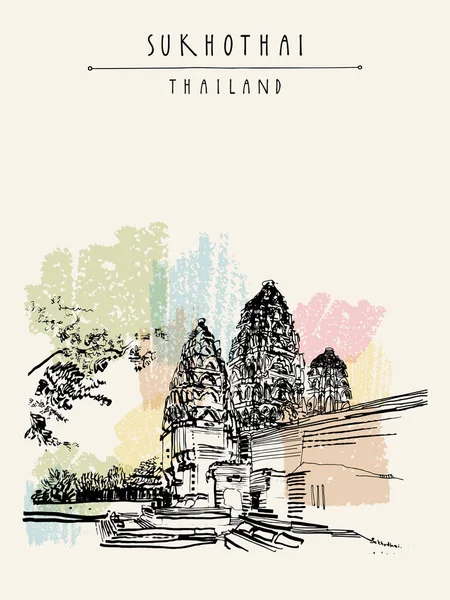 Wat Si Sawai dans le parc Sukhothai — Image vectorielle