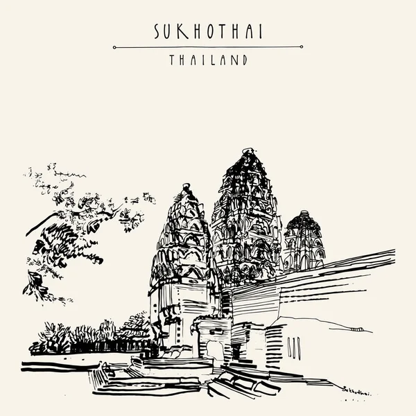 Wat Si Sawai en el Parque Sukhothai — Vector de stock