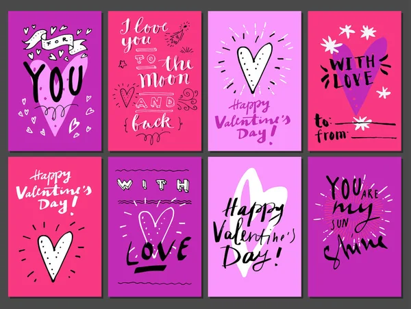 Set of valentines day cards — Stock Vector