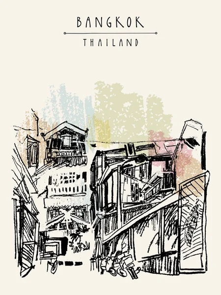 Esboço desenhado à mão de bangkok — Vetor de Stock