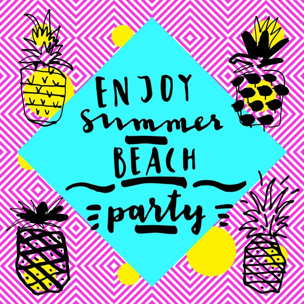 Aproveite Summer Beach Party card —  Vetores de Stock