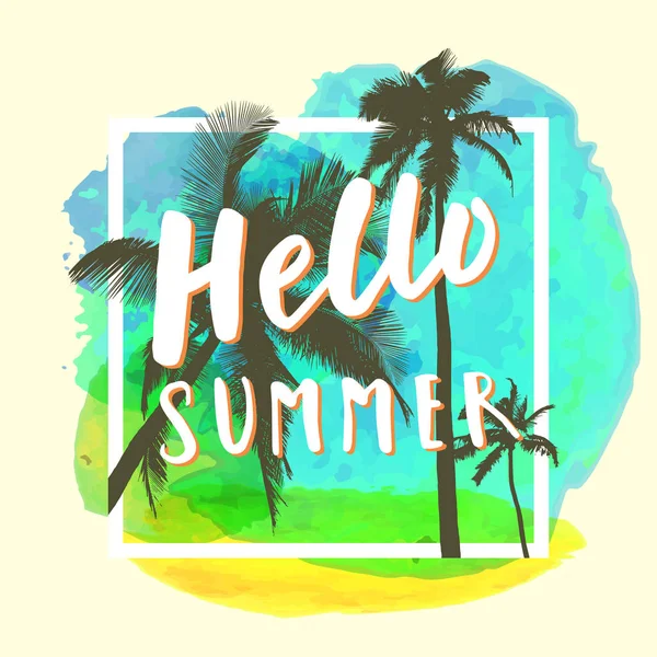 Дизайн футболки Hello Summer — стоковый вектор