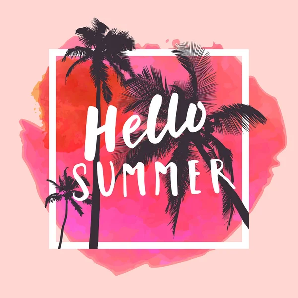 Olá Summer T-shirt design — Vetor de Stock