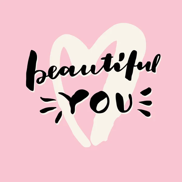 Beautiful you Hand lettering — Stock Vector
