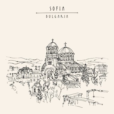 postcard with Cathedral in Sofia clipart