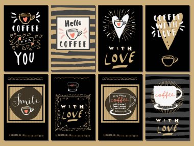 Set of Coffee Love cards clipart