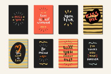 Elle çizilmiş Sevgililer günü kartları