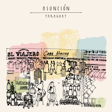 Asuncion, alışveriş ile kartpostal