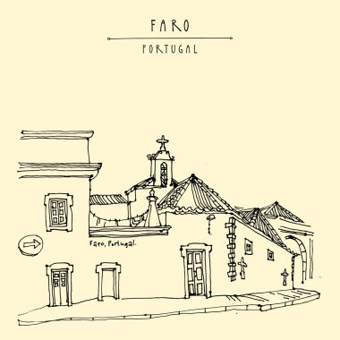 Faro sokak evleri ve kilise ile