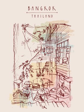 Traditional guesthouse in Bangkok clipart