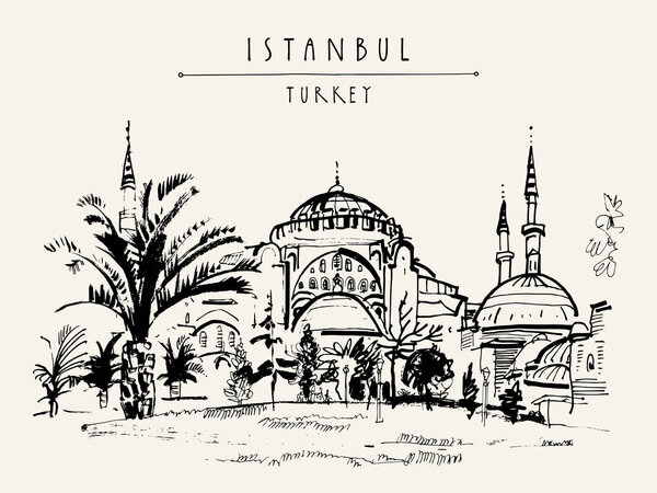 postcard with mosque in Istanbul