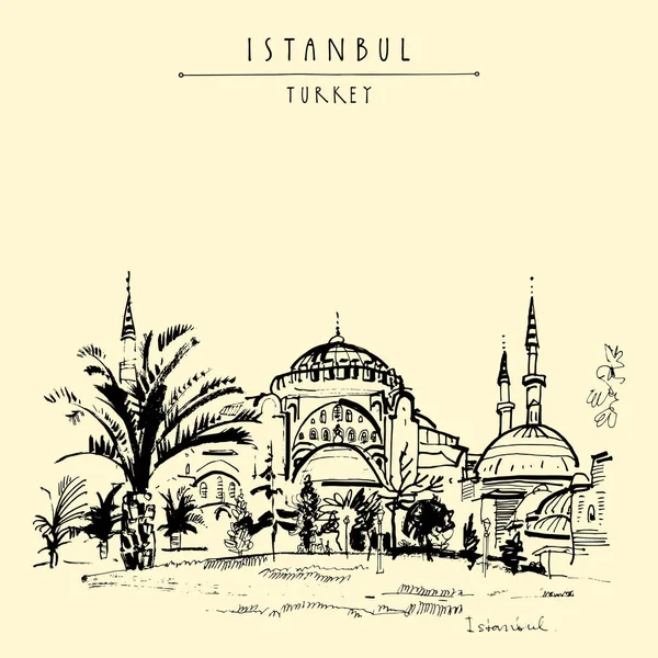 Postcard with mosque in Istanbul — Stock Vector
