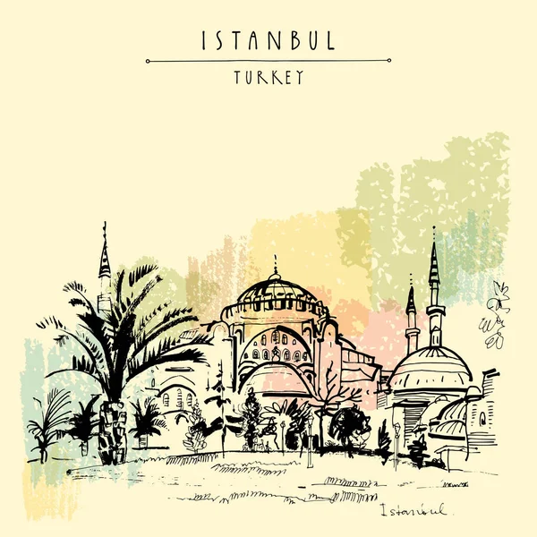 Открытка с мечетью в Стамбуле — стоковый вектор