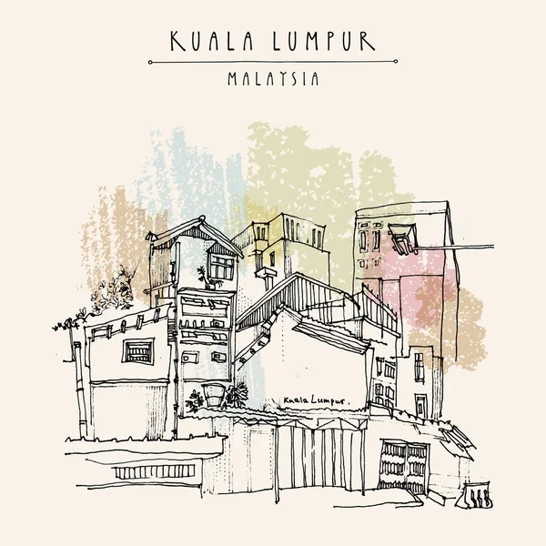 Ansichtkaart met Kuala Lumpur — Stockvector