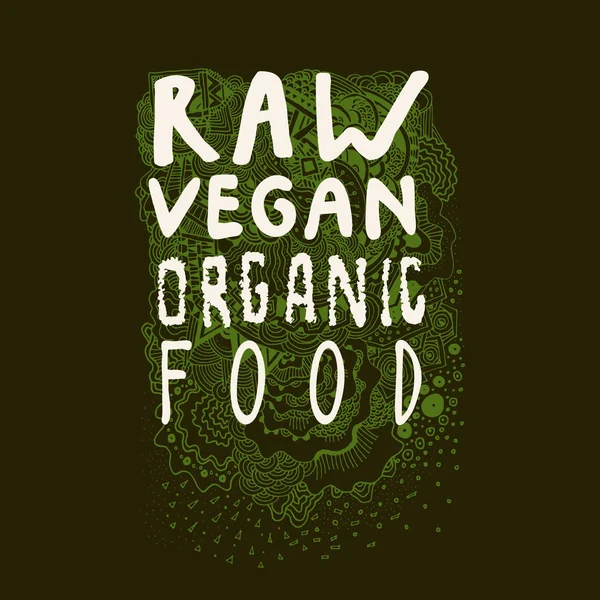 Raw Vegan ekologisk mat tecken — Stock vektor