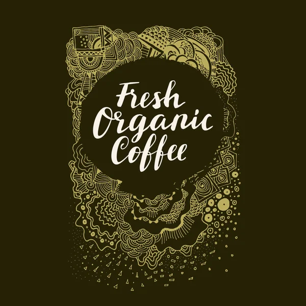 Signo de café orgánico fresco — Vector de stock