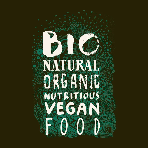 Organic Nutritious tanda makanan vegan - Stok Vektor