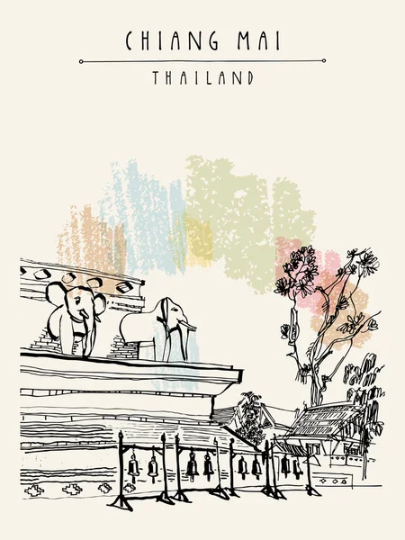 Cartão postal tailandês chiang mai — Vetor de Stock