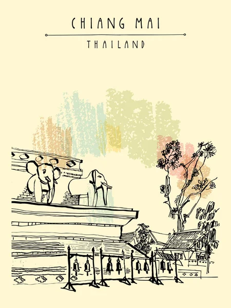 Chiang Mai Thajsko pohlednice — Stockový vektor