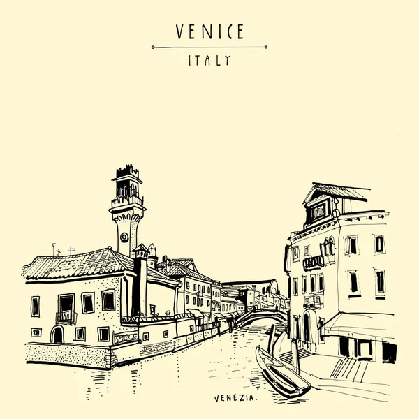 Handgezeichnete Postkarte von Venedig — Stockvektor
