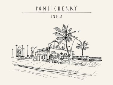 Pondicherry quay, South India. clipart