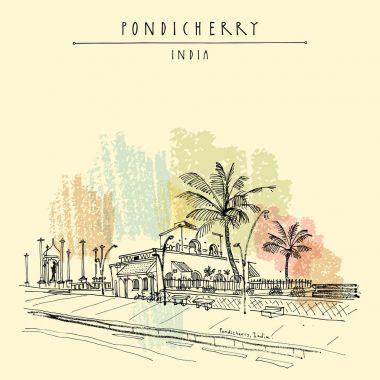 Pondicherry quay, Güney Hindistan. 