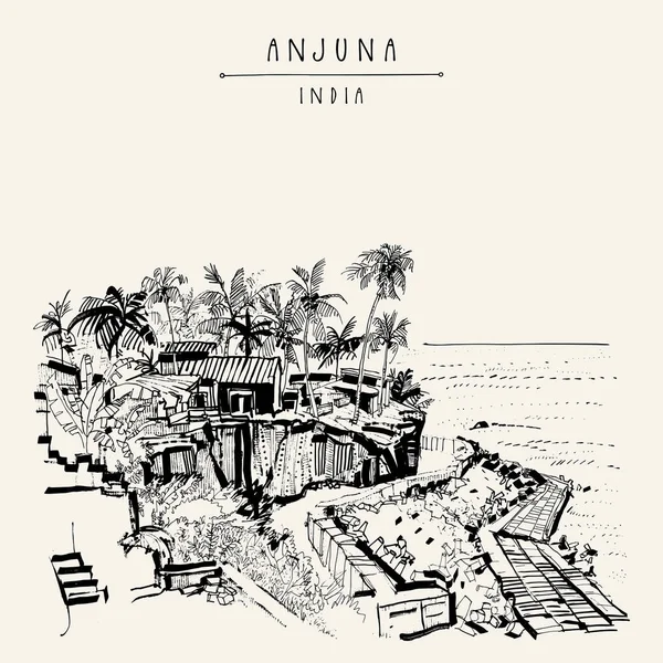 Playa de Anjuna, Goa, India — Archivo Imágenes Vectoriales