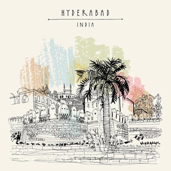 Hyderabad, Telangana staat, India. — Stockvector