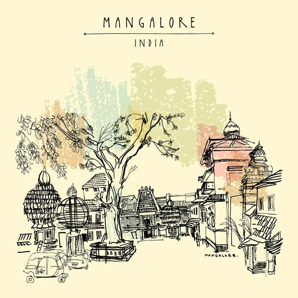 Mangalore Karnataka, Indie. — Stockový vektor