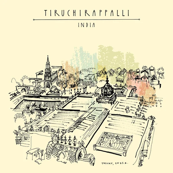 Tiruchirappalli (Trichy), estado de Tamil Nadu, India . — Archivo Imágenes Vectoriales