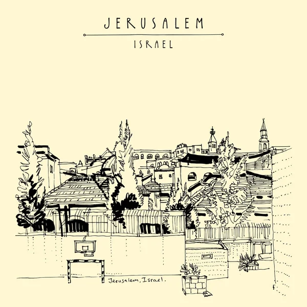 Jérusalem toits et églises — Image vectorielle