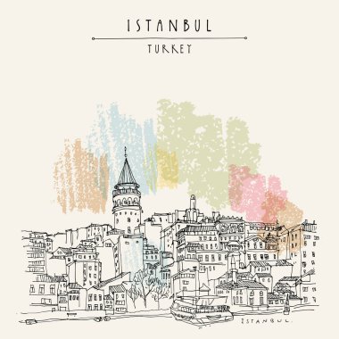 Elle çizilmiş turistik kartpostal