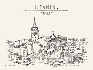 Elle çizilmiş turistik kartpostal