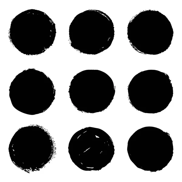 Ensemble de cercles d'encre grunge noirs — Image vectorielle