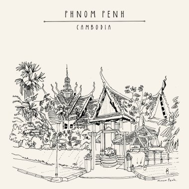 Vintage el çekilmiş kartpostal seyahat