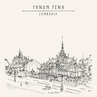 Vintage el çekilmiş kartpostal seyahat