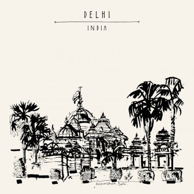 Vintage el çekilmiş kartpostal seyahat