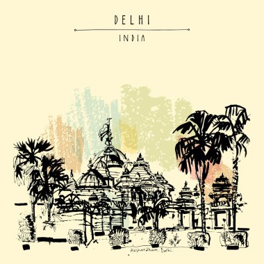 Vintage el çekilmiş kartpostal seyahat