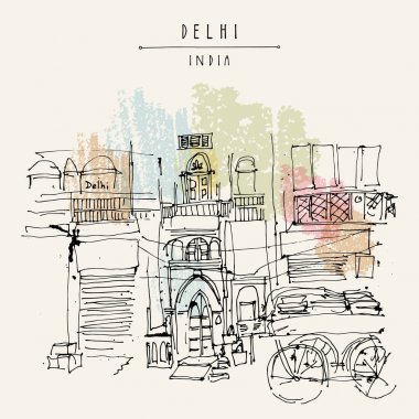 Yeni Delhi el çekilmiş kartpostal