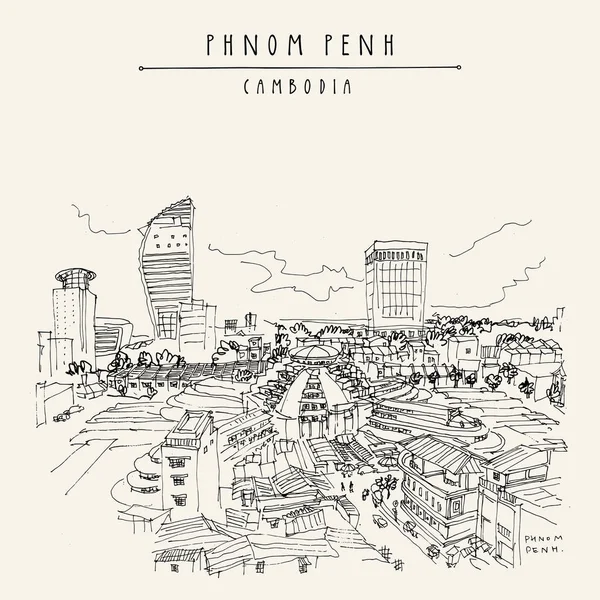 Vintage el çekilmiş kartpostal seyahat