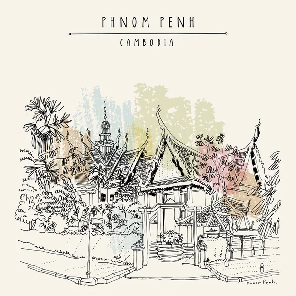 Vintage el çekilmiş kartpostal seyahat