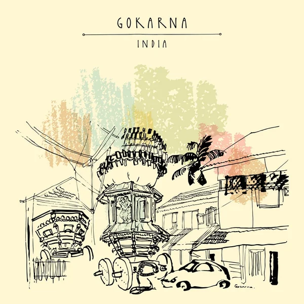 Vintage el çekilmiş kartpostal seyahat