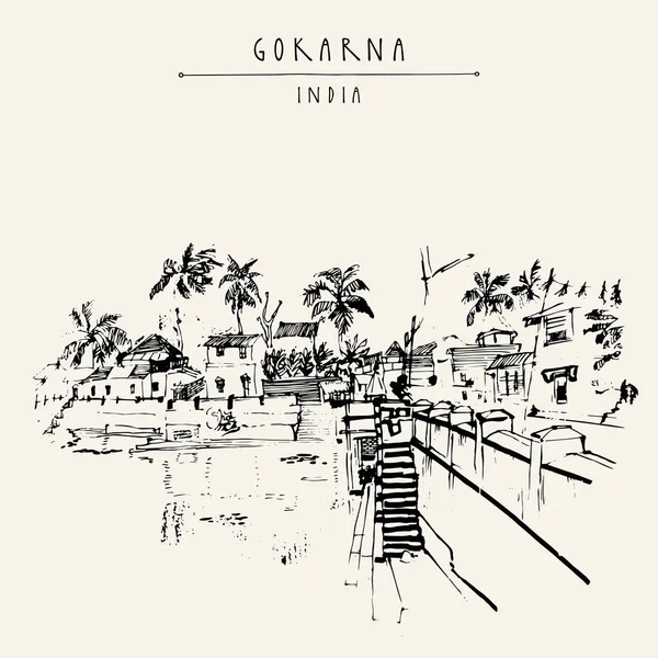 Vintage el çekilmiş kartpostal seyahat