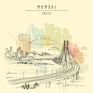 Vintage el çekilmiş kartpostal seyahat